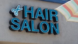 Hair Salon has a special logo box with scissors