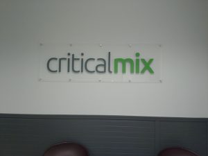 Lobby Sign in Acrylic for Critical Mix