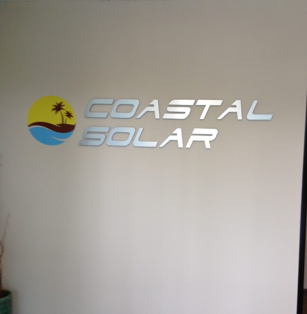 Brushed Aluminum lobby sign with a great logo