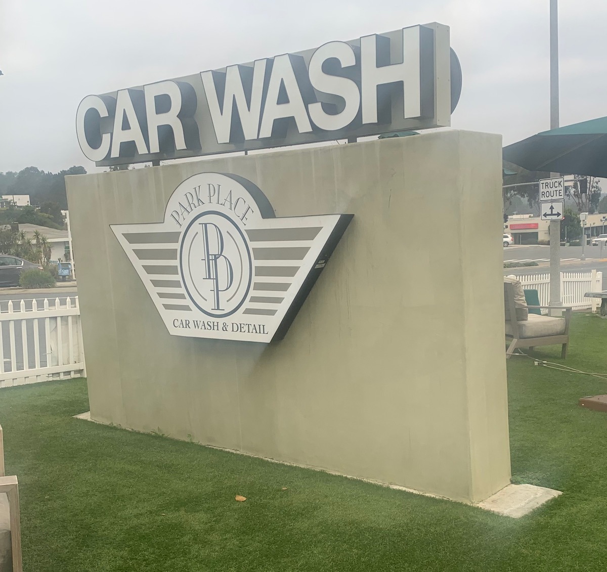Monument sign with channel letters for turbo carwash