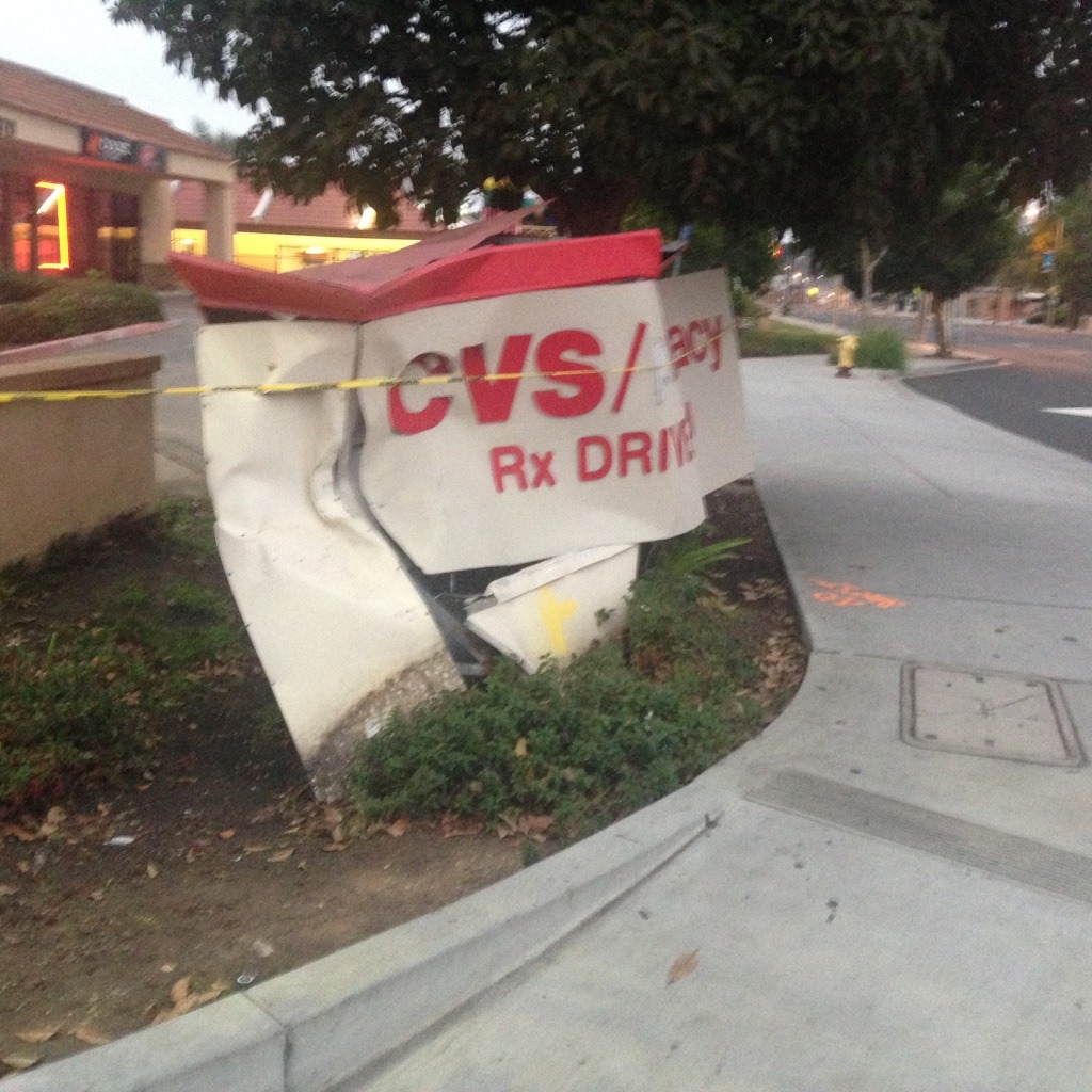 smashed up CVS Monument