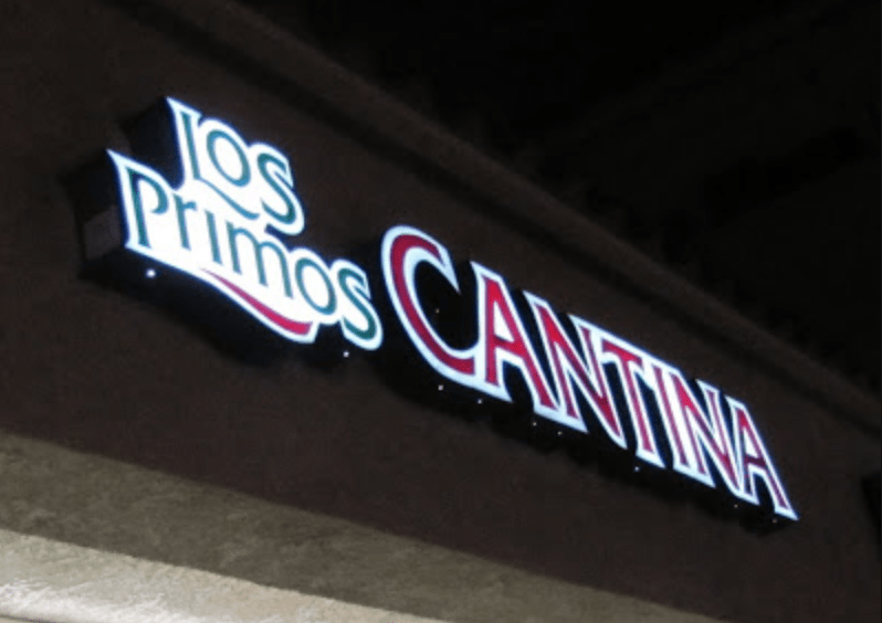 channel letter Primos Mexican Food & Cantina