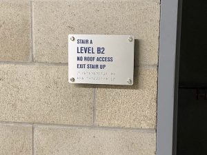 Stair exist ADA sign in Brushed Aluminum