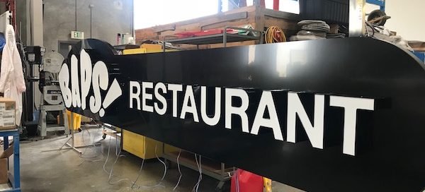 Custom LED Sign to be the marquee letters for BAPS Restaurant is Escondido
