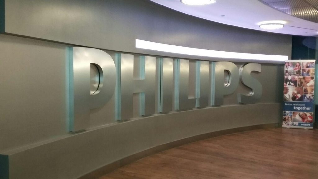3d letters on a larger scale, Philips Lobby Sign
