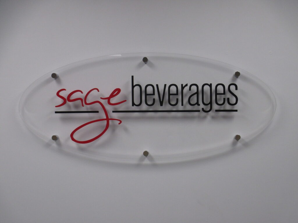 Lobby Signs or Reception Signs for 3d letters on Acrylic backer with standoffs make Lobby Signs for Sage