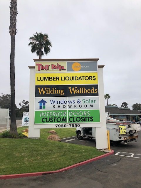 Tenant Signs in a Monument Sign with new face Lumber Liquidators