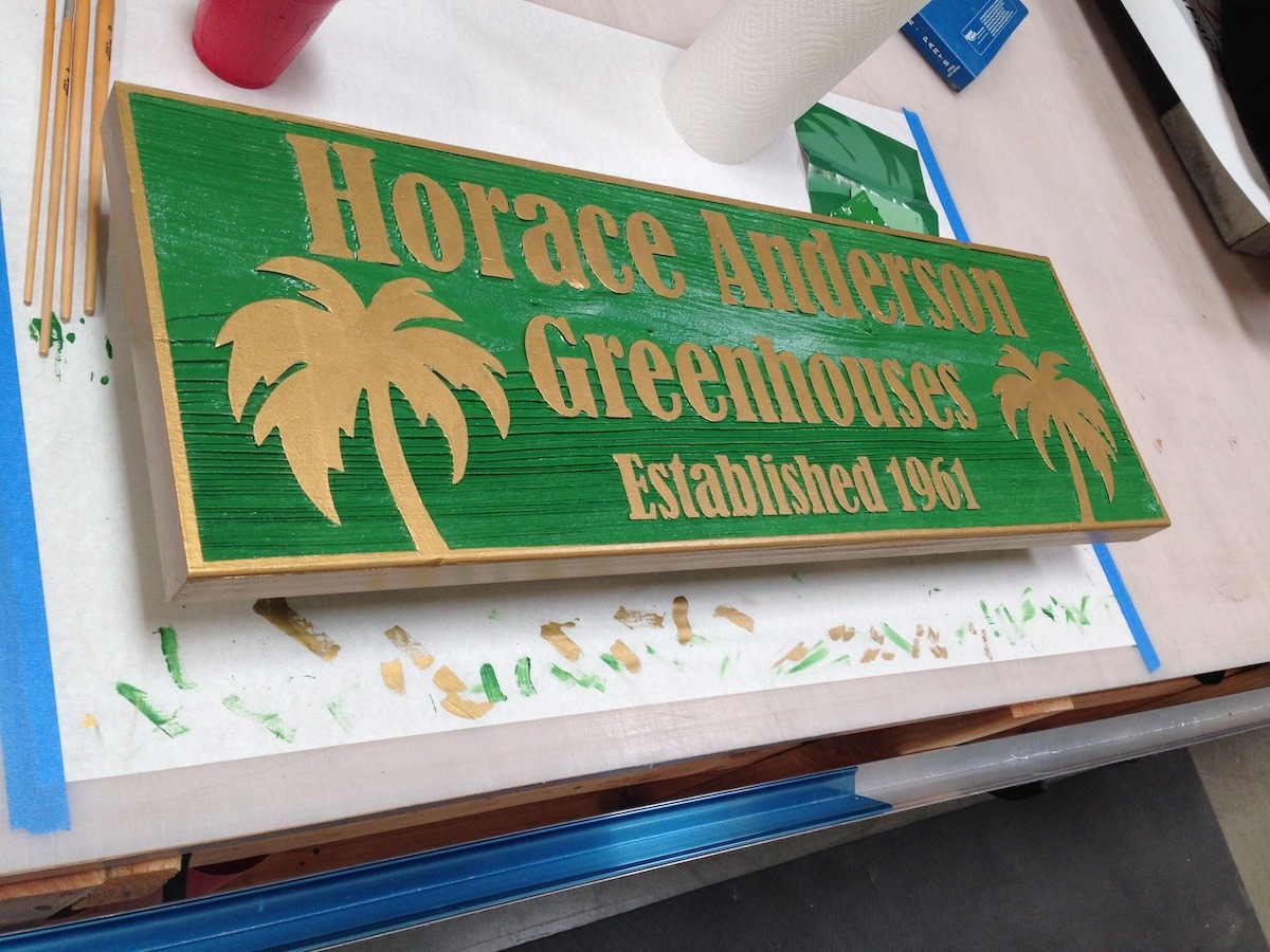 Sand blast redwood signs are used foran olde world look and feel
