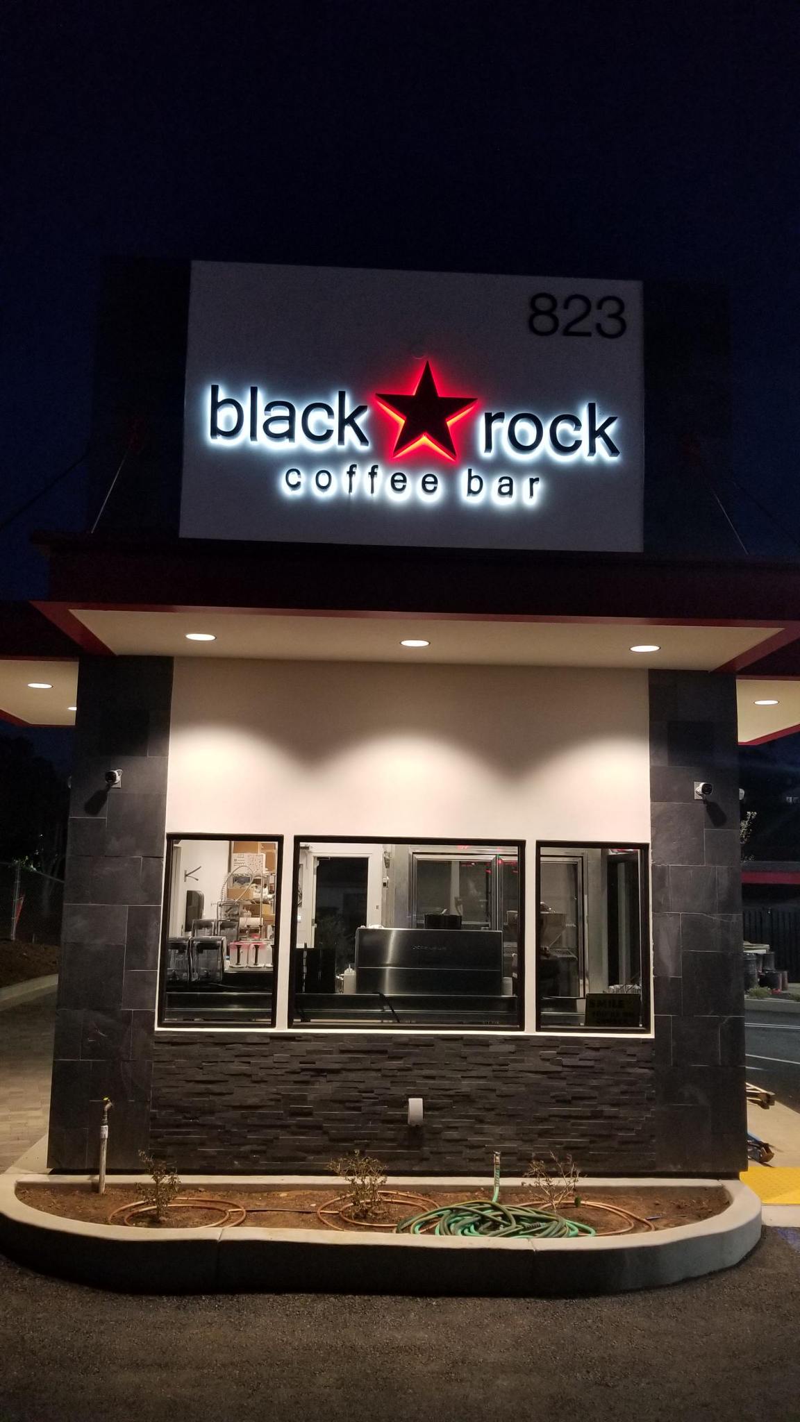 Illuminated sign for Black Rock Coffee