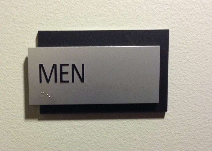 a 2 layer ADA Mens room sign