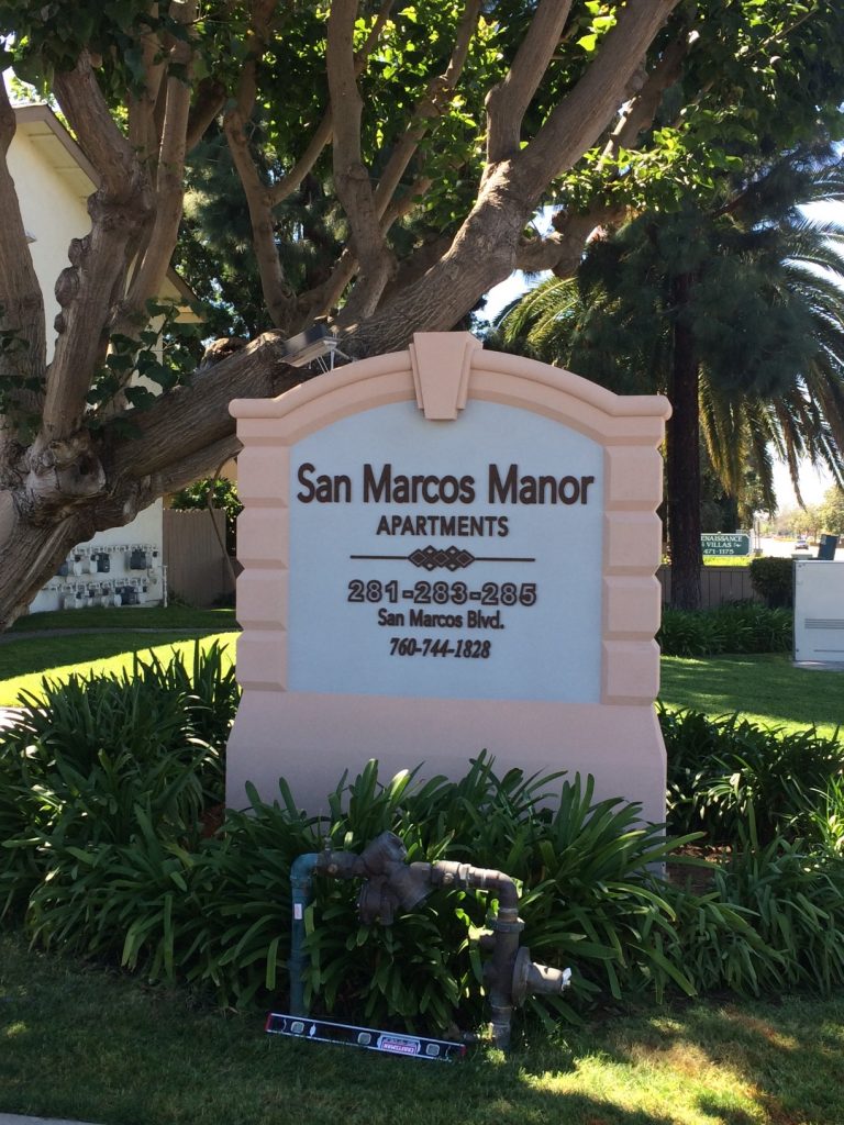 A custom Sign a San Marcos Sign made from foam core monument