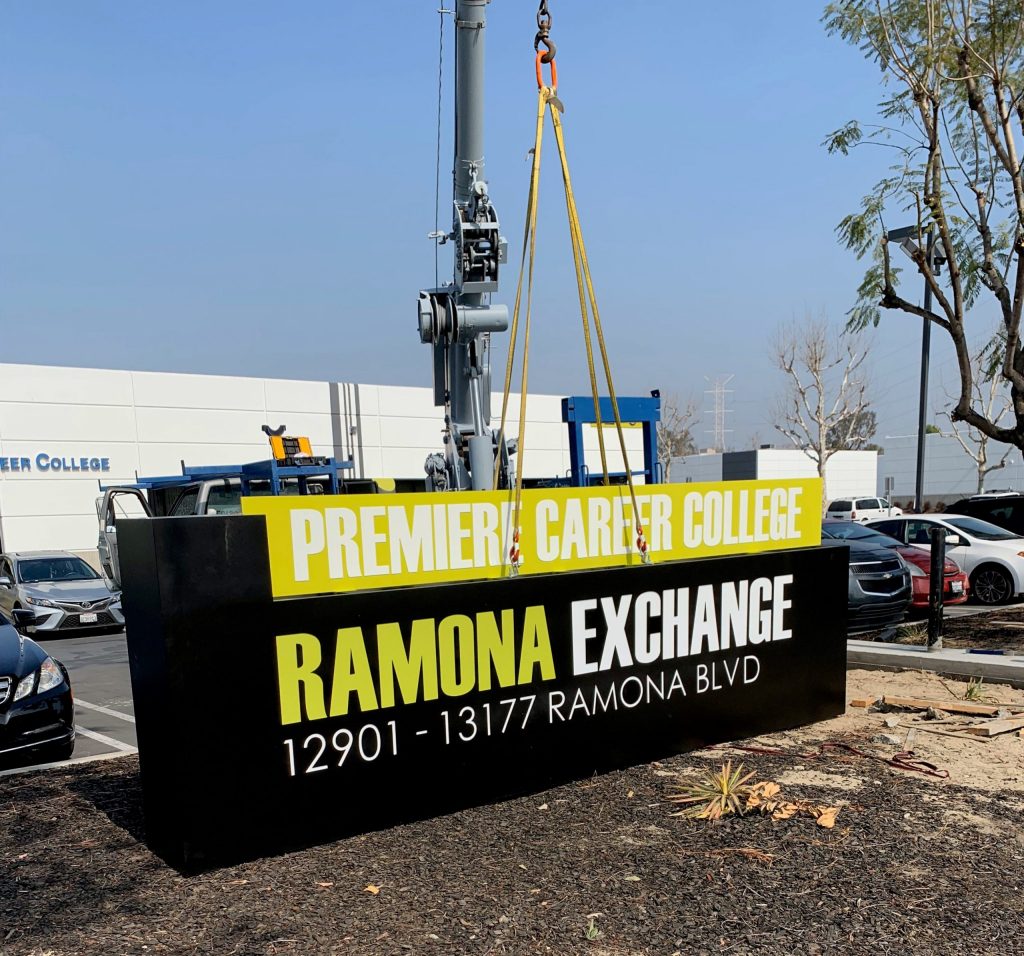 Irwindale CA Signs Signage Solution: custom metal signs suck as monument sign for Ramona Exchange Business Park