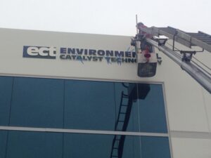 San Diego Sign Installation: Aerial Installs - Oceanside Business Park Sign Magnaflow