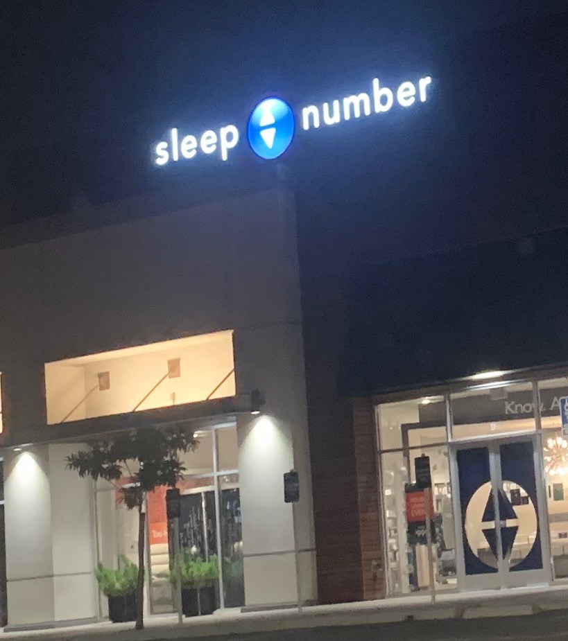 Channel Letters Sleep number at night