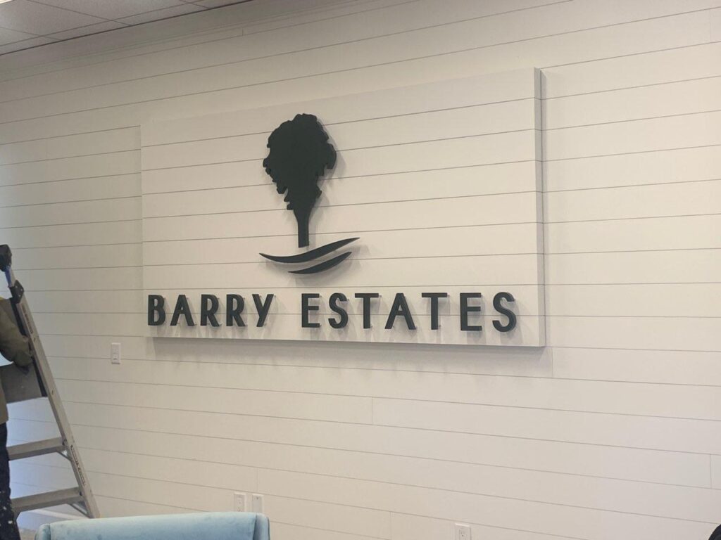 Lobby Sign Barry Estates unlit