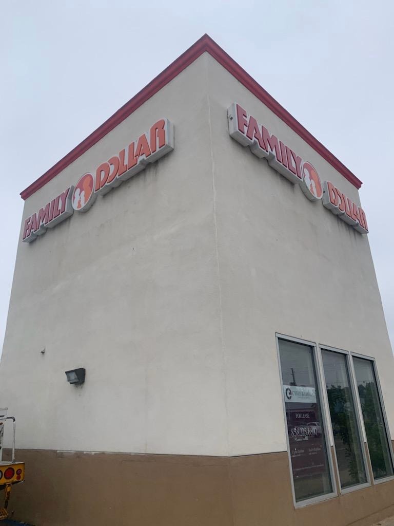 Family Dollar wall sign Before and After 2